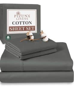 Juego de Sábanas 100% Algodón Puro Pizuna RV Tamaño Queen,