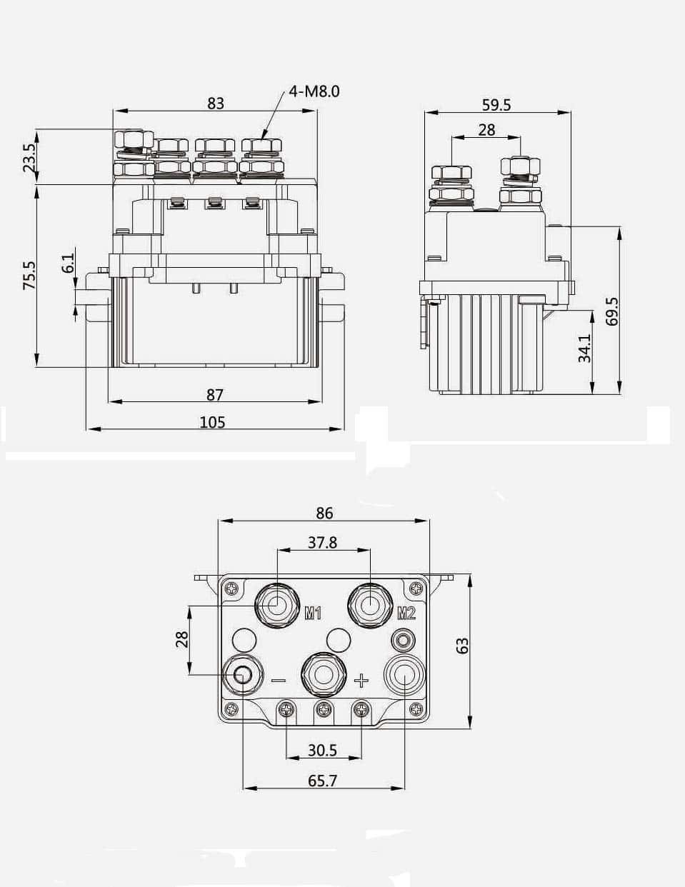 Rele de Arranque de Winch Sinoking 12V 500A, Contactador de - Imagen 7