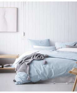 Eikei Washed Cotton Chambray Duvet Cover Solid -Azul Cielo