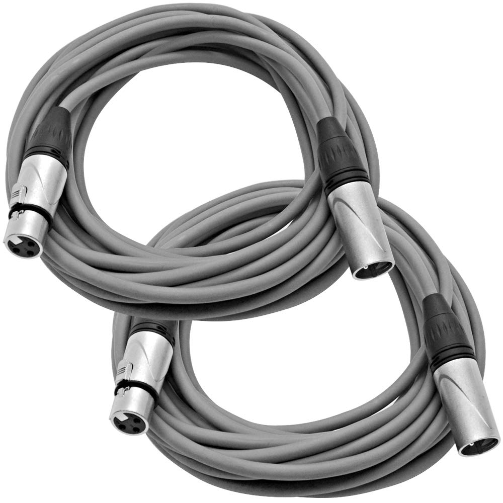 Seismic Audio - SAXLX-25Gray-2Pack - Pack de 2 cables de