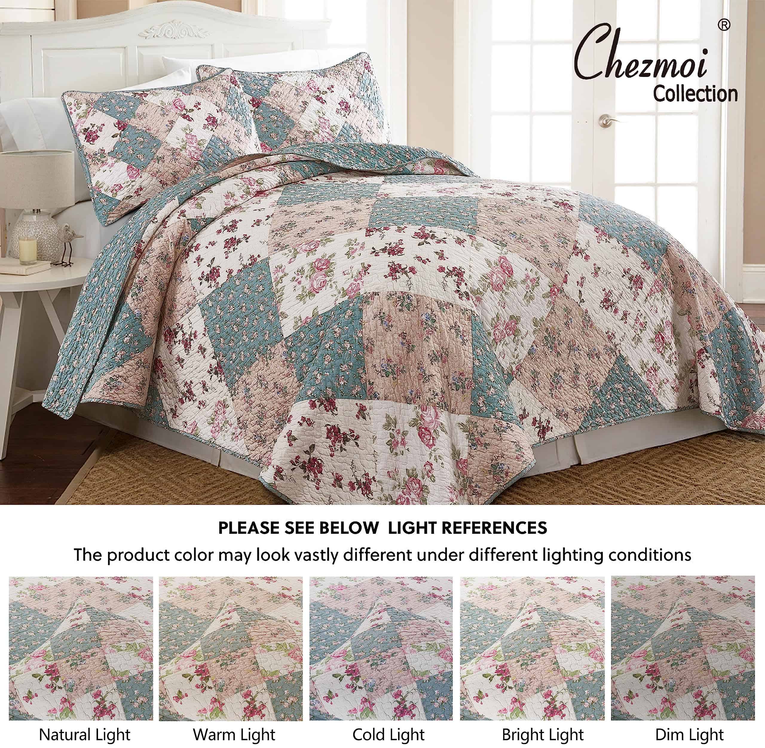 Juego de Edredón Reversible de Patchwork Floral Jolie de la - Imagen 9