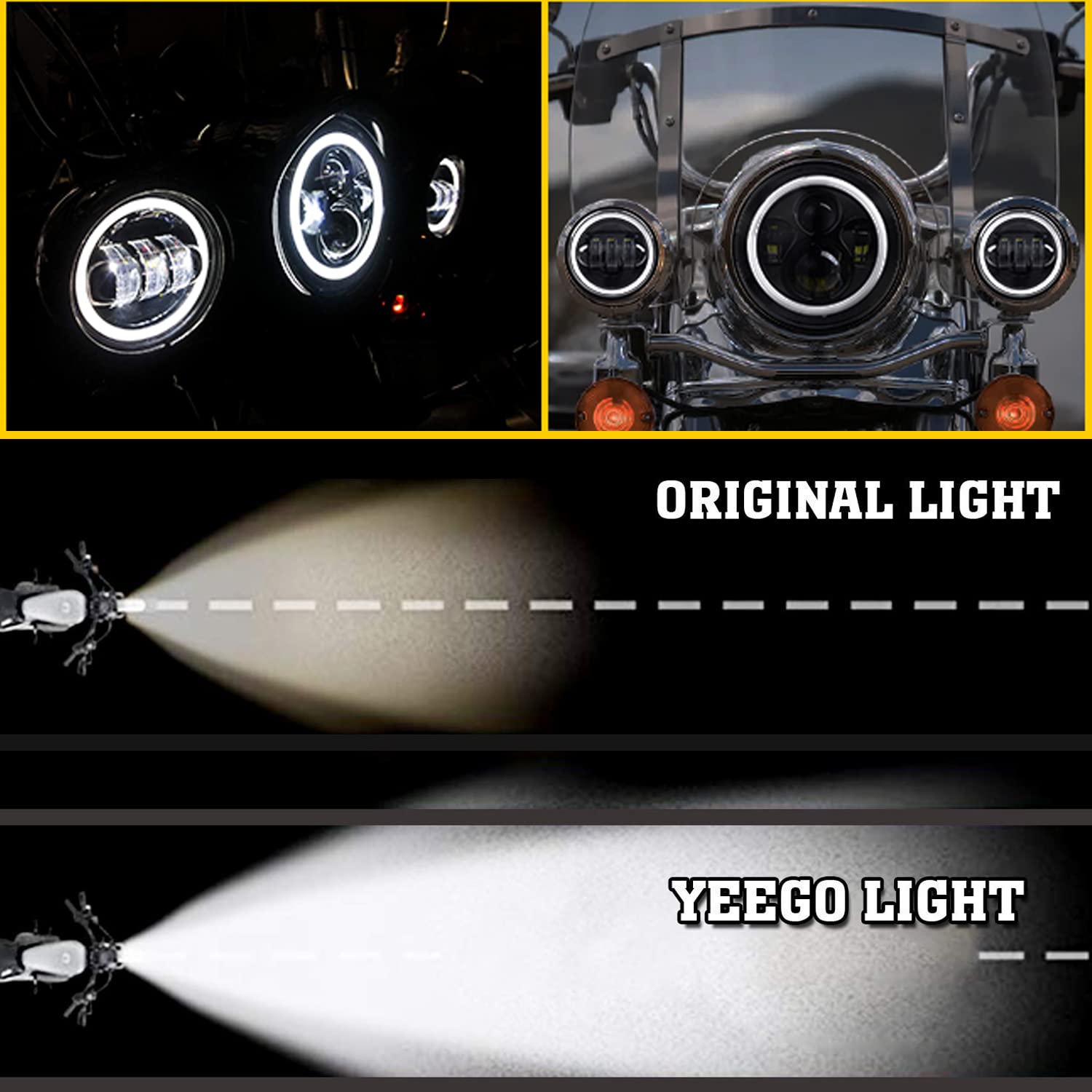 YEEGO DIRECT Faro LED para Motocicleta de 7 pulgadas con - Imagen 3