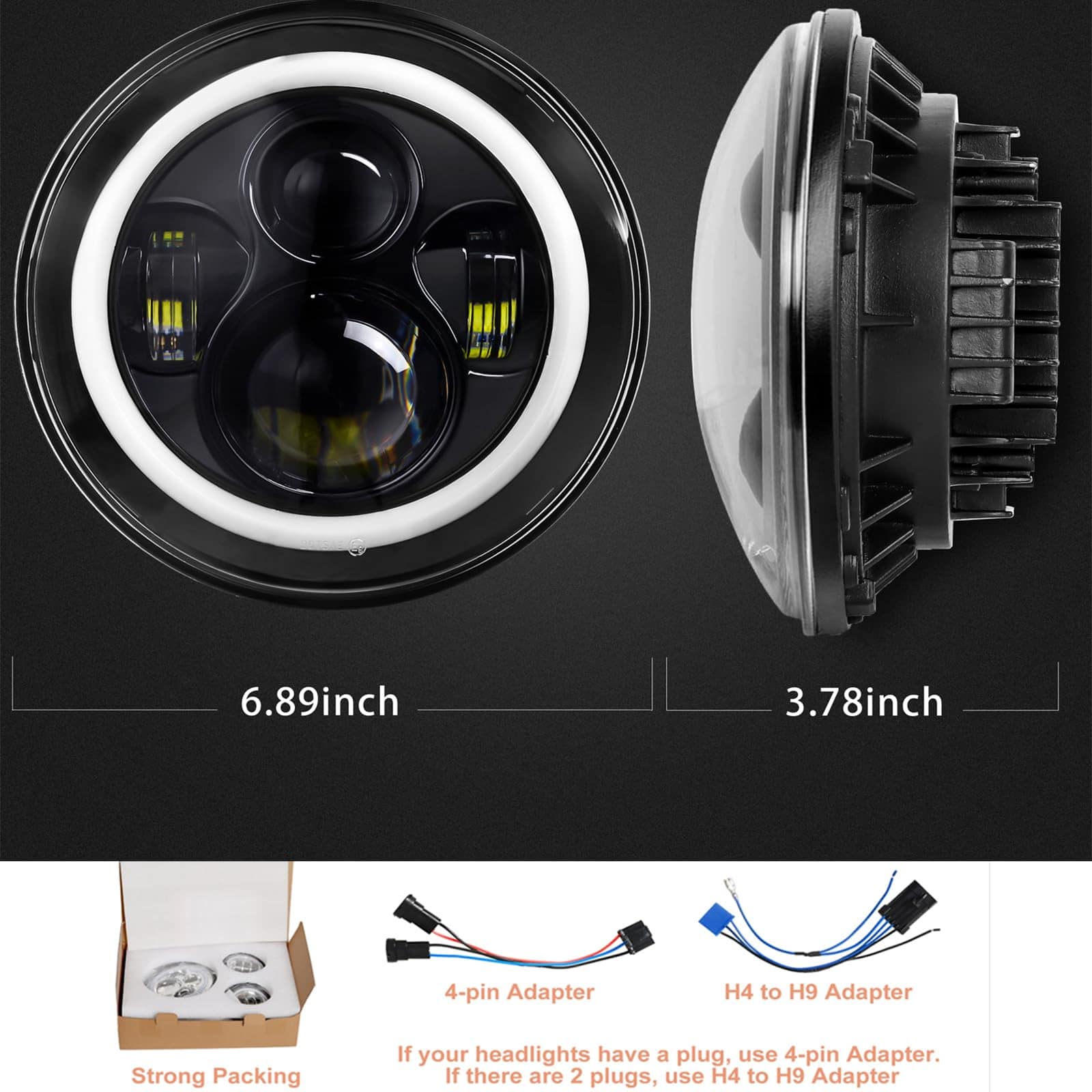 YEEGO DIRECT Faro LED para Motocicleta de 7 pulgadas con - Imagen 8