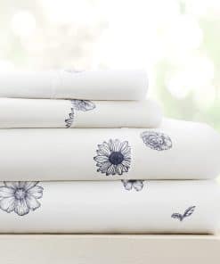 Juego de sábanas de microfibra con estampado de flores