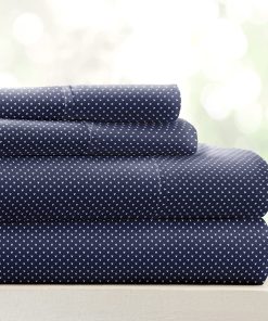 Juego de sábanas de microfibra estampada de -Azul marino