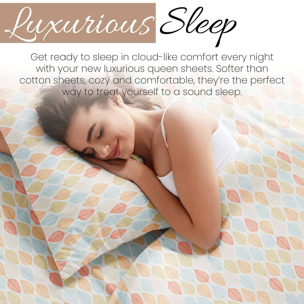 Juego de sábanas de microfibra estampada de -Amarillo Otoño - Imagen 9