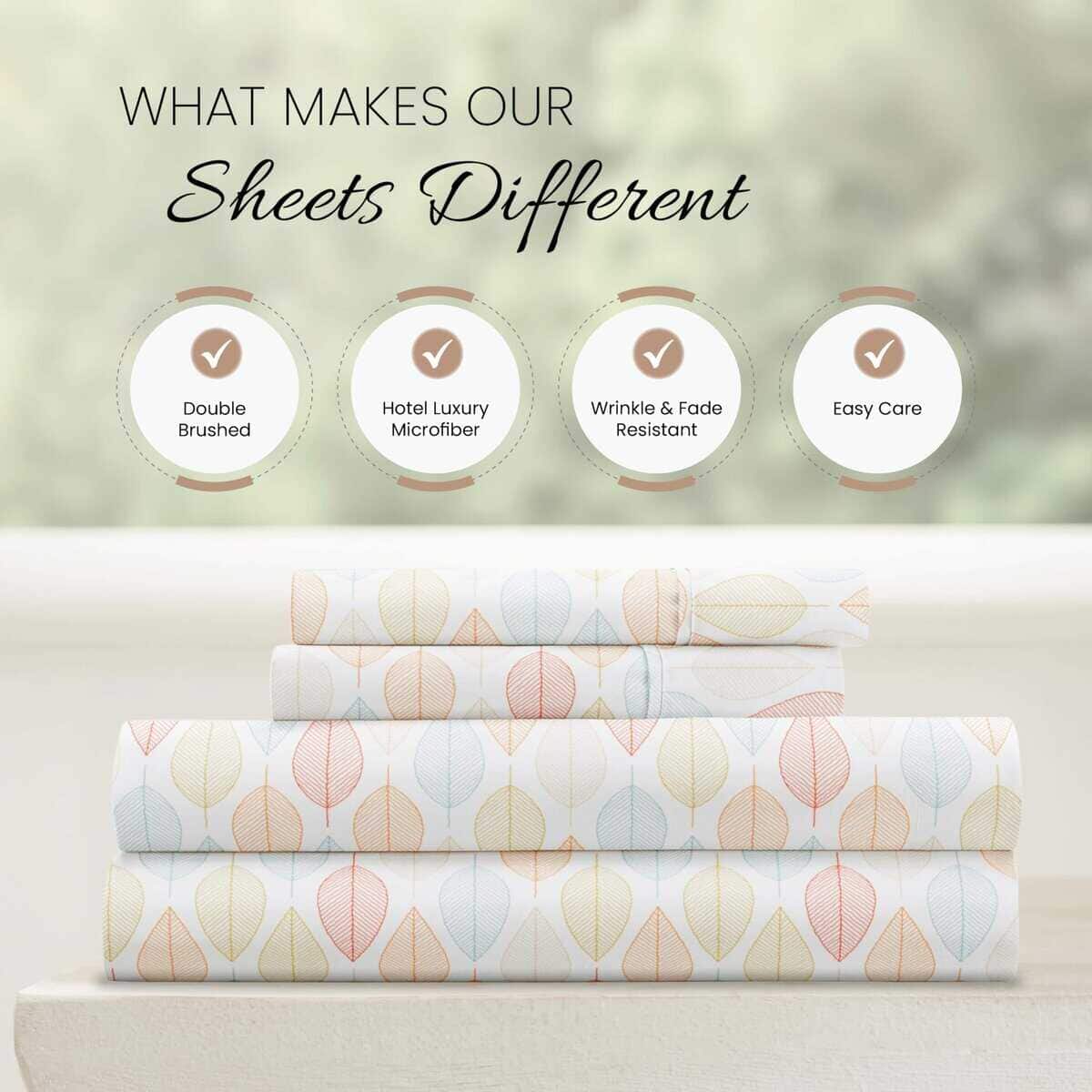 Juego de sábanas de microfibra estampada de -Amarillo Otoño - Imagen 5