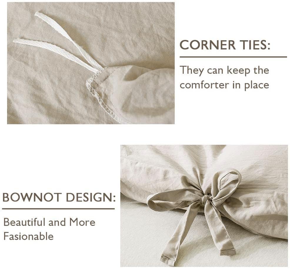 Funda de edredón para cama individual color caqui annadaif, - Imagen 6