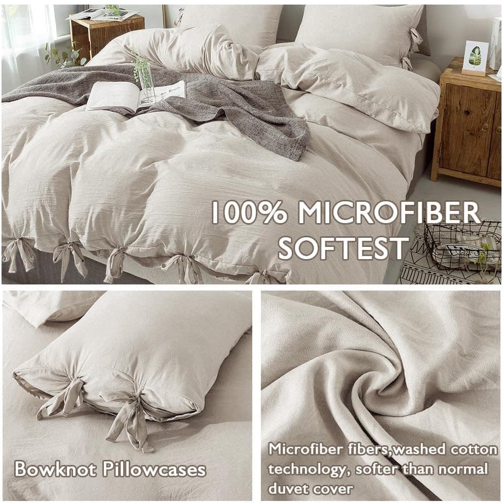 Funda de edredón para cama individual color caqui annadaif, - Imagen 5