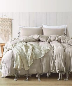 Funda de edredón para cama individual color caqui annadaif,