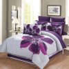 Set de Ropa de Cama con Diseño Floral Gris, Morado y Morado