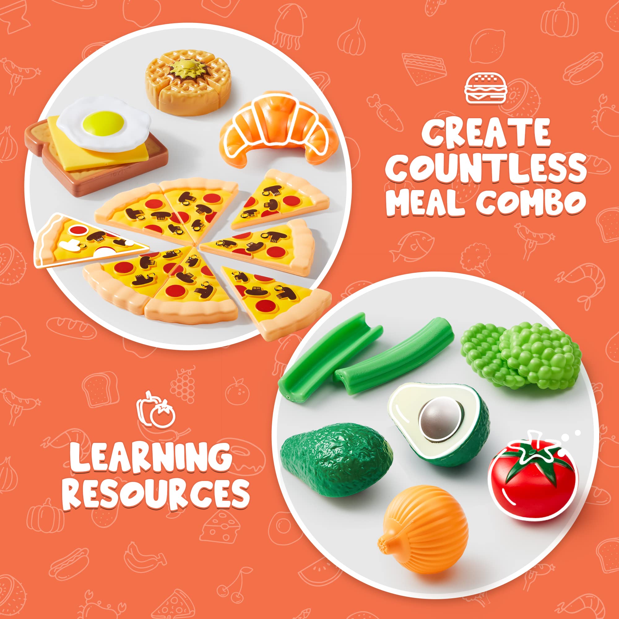 Set de Alimentos de Juego JOYIN 135 Piezas Set de Cocina de - Imagen 5