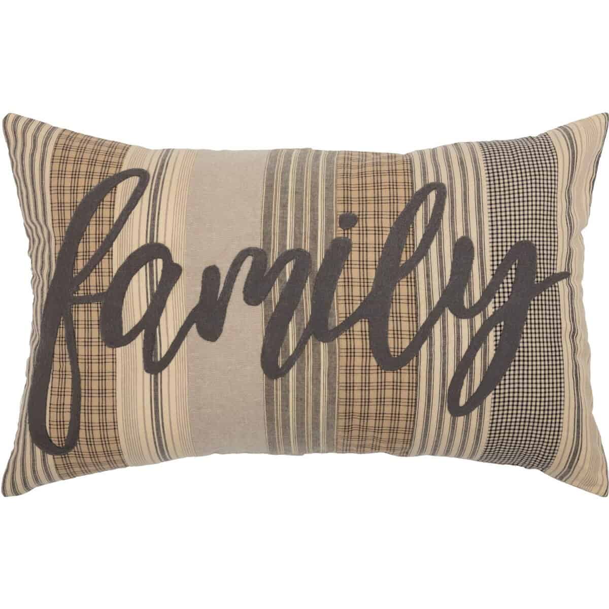 Almohada 'Family' Sawyer Mill de VHC Brands, Carbón, 14x22