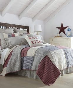 Colcha de lino y algodón en patchwork Hatteras Patch de VHC