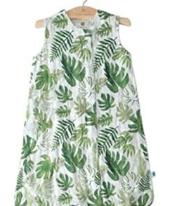 Bolsa de dormir de muselina de algodón con hojas tropicales
