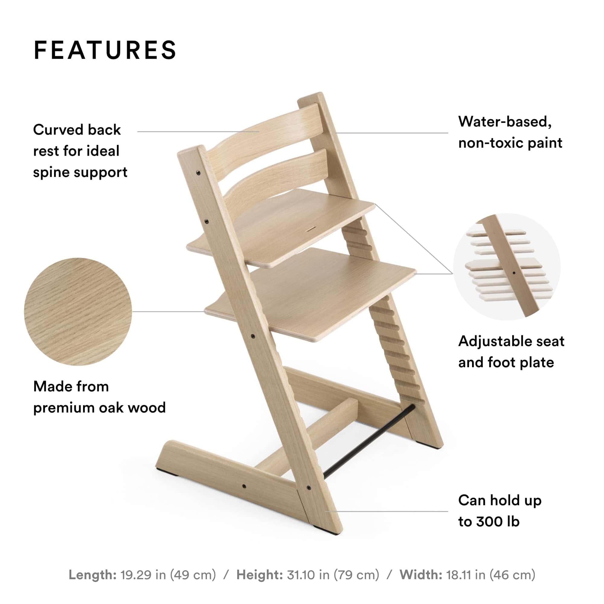 Silla Stokke Tripp Trapp, Roble Natural - Silla ajustable y - Imagen 3