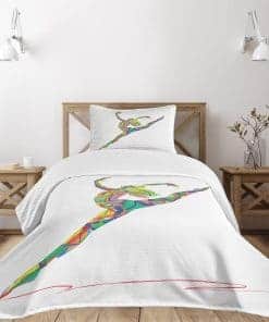 Colcha Lunarable Moderna, Abstracto de una Bailarina Líneas