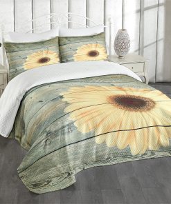 Lunarable Colcha Floral, Tablones de Madera Rústicos