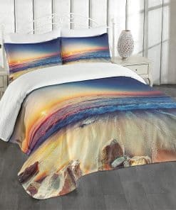 Colcha Lunarable Seascape, Vista al atardecer de la playa