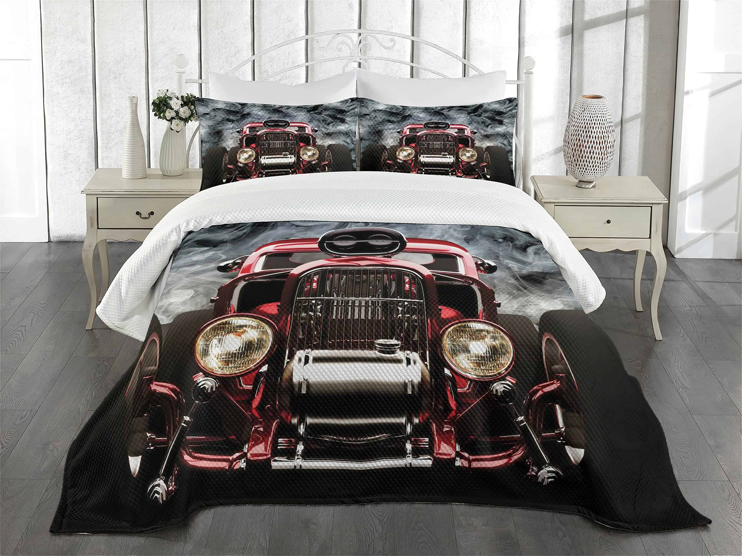 Colcha Lunarable Classic Car, Vintage Vehicle Smokes - Imagen 3