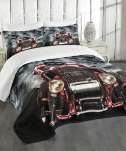 Colcha Lunarable Classic Car, Vintage Vehicle Smokes