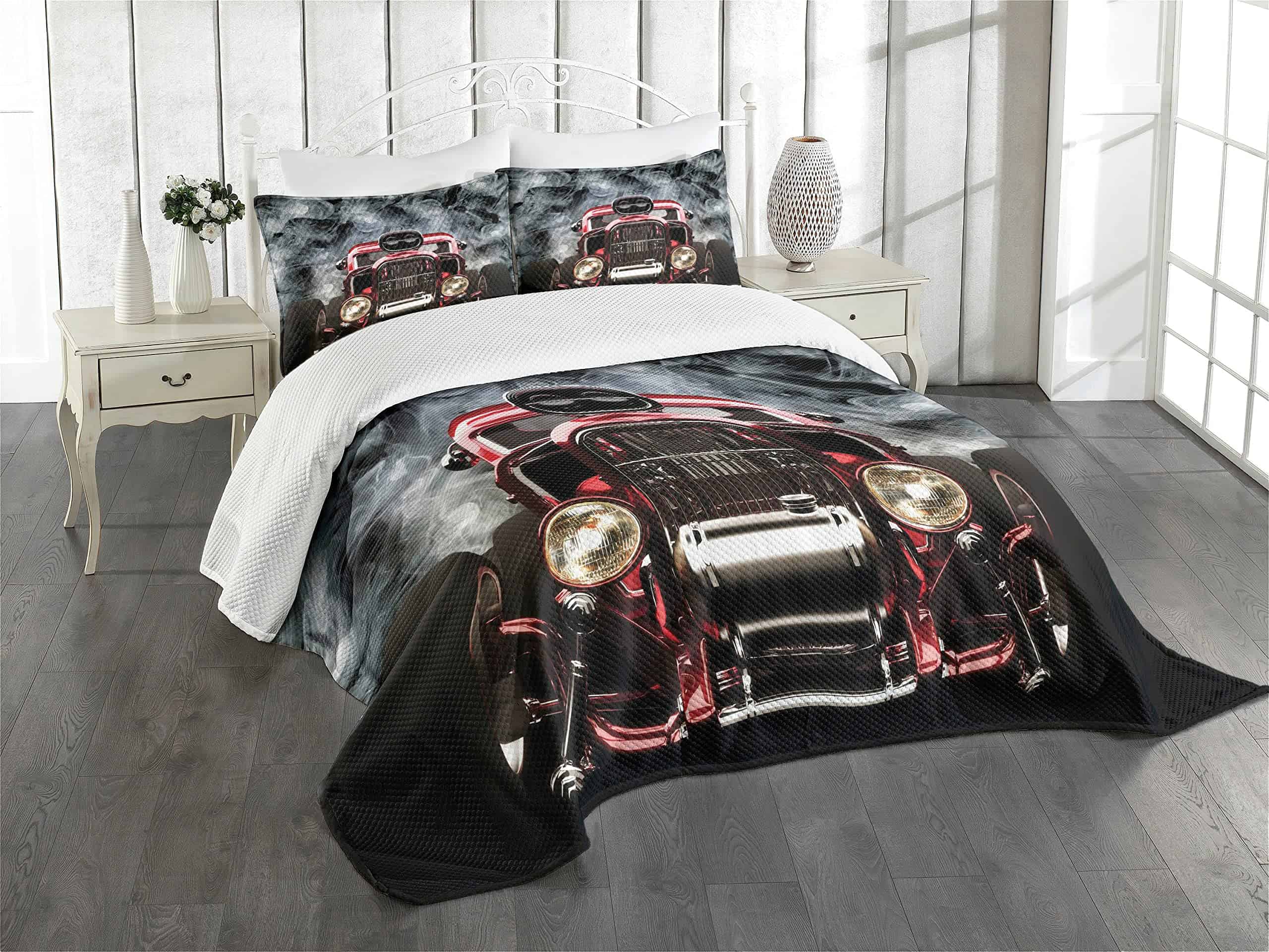 Colcha Lunarable Classic Car, Vintage Vehicle Smokes