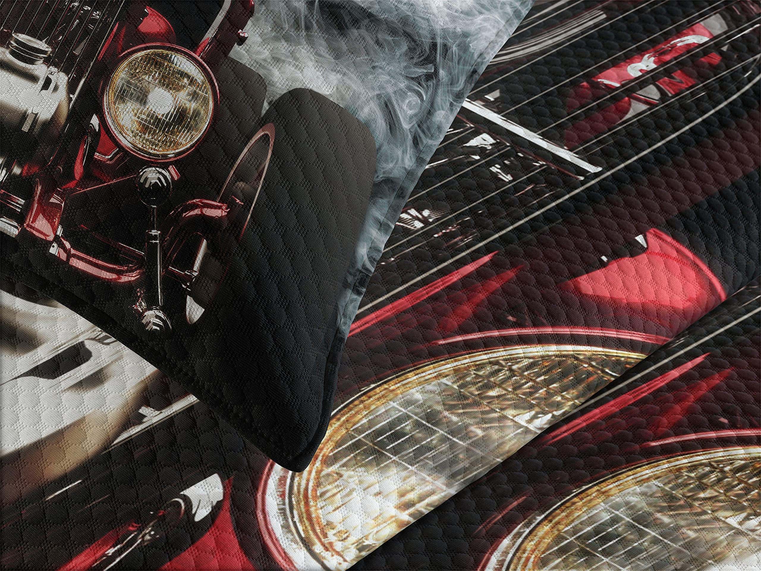 Colcha Lunarable Classic Car, Vintage Vehicle Smokes - Imagen 4