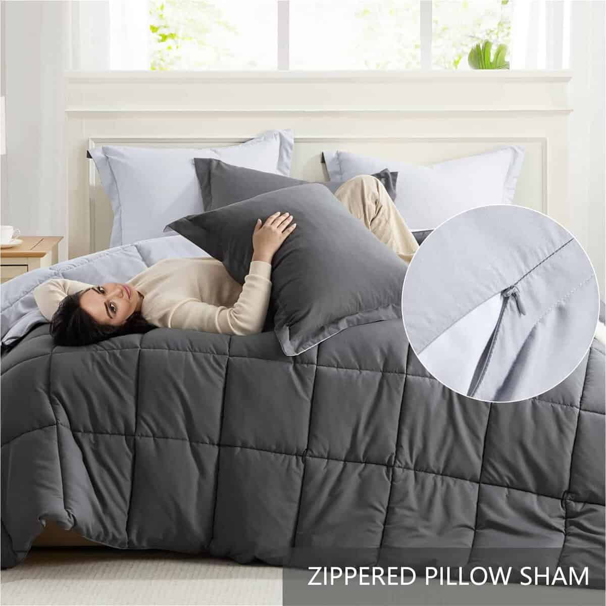 Juego de edredón Homelike Moment Queen Gris, Edredones - Imagen 6