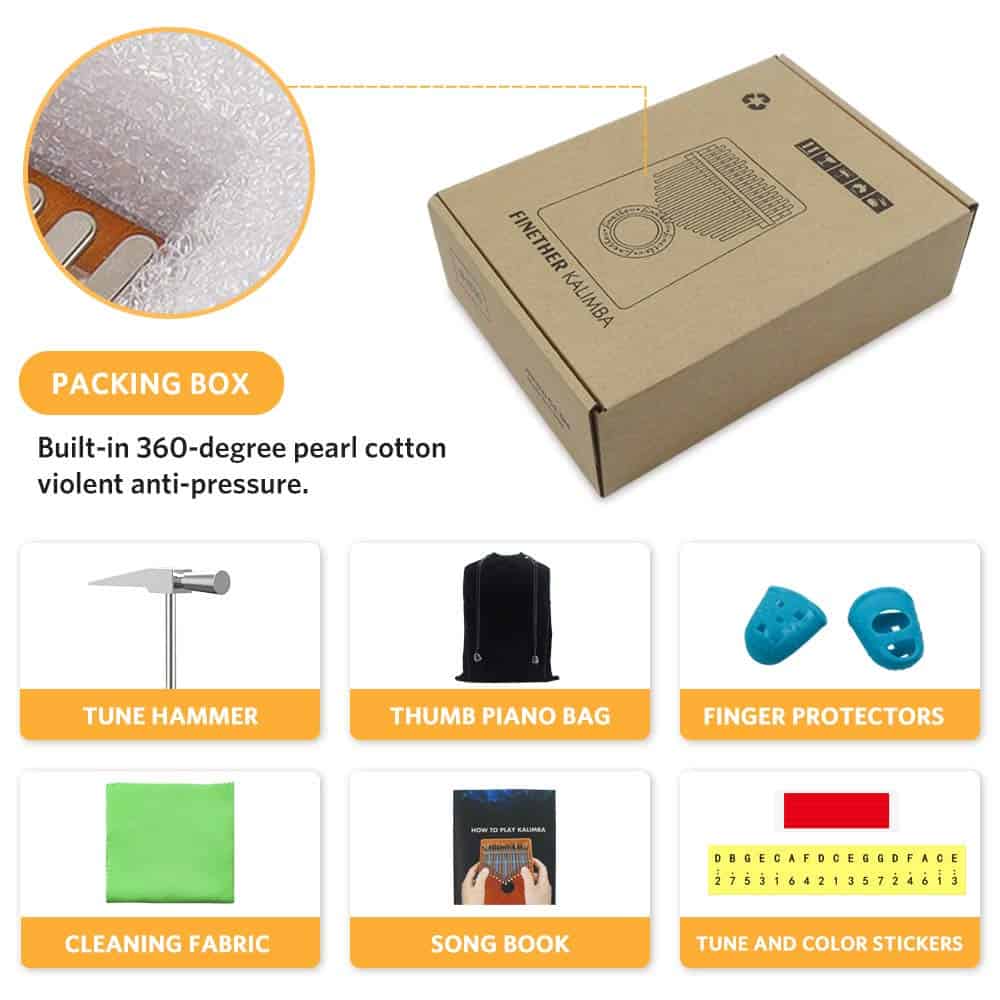 Kalimba Thumb Piano 17 Teclas Anordsem, Cuerpo de Madera de - Imagen 7