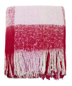 Frazada de Felpa y Mohair a Cuadros con Flecos Suave y