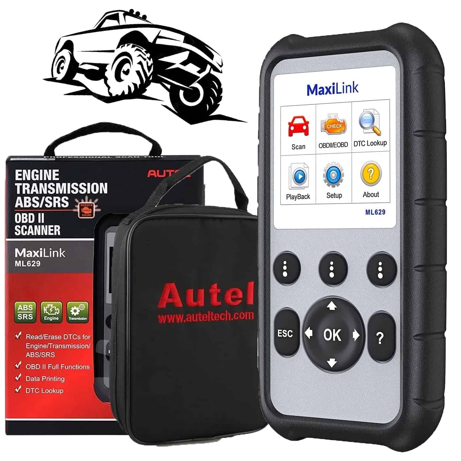 Autel Escáner OBD2 Lector de Códigos de Diagnóstico ML629 -