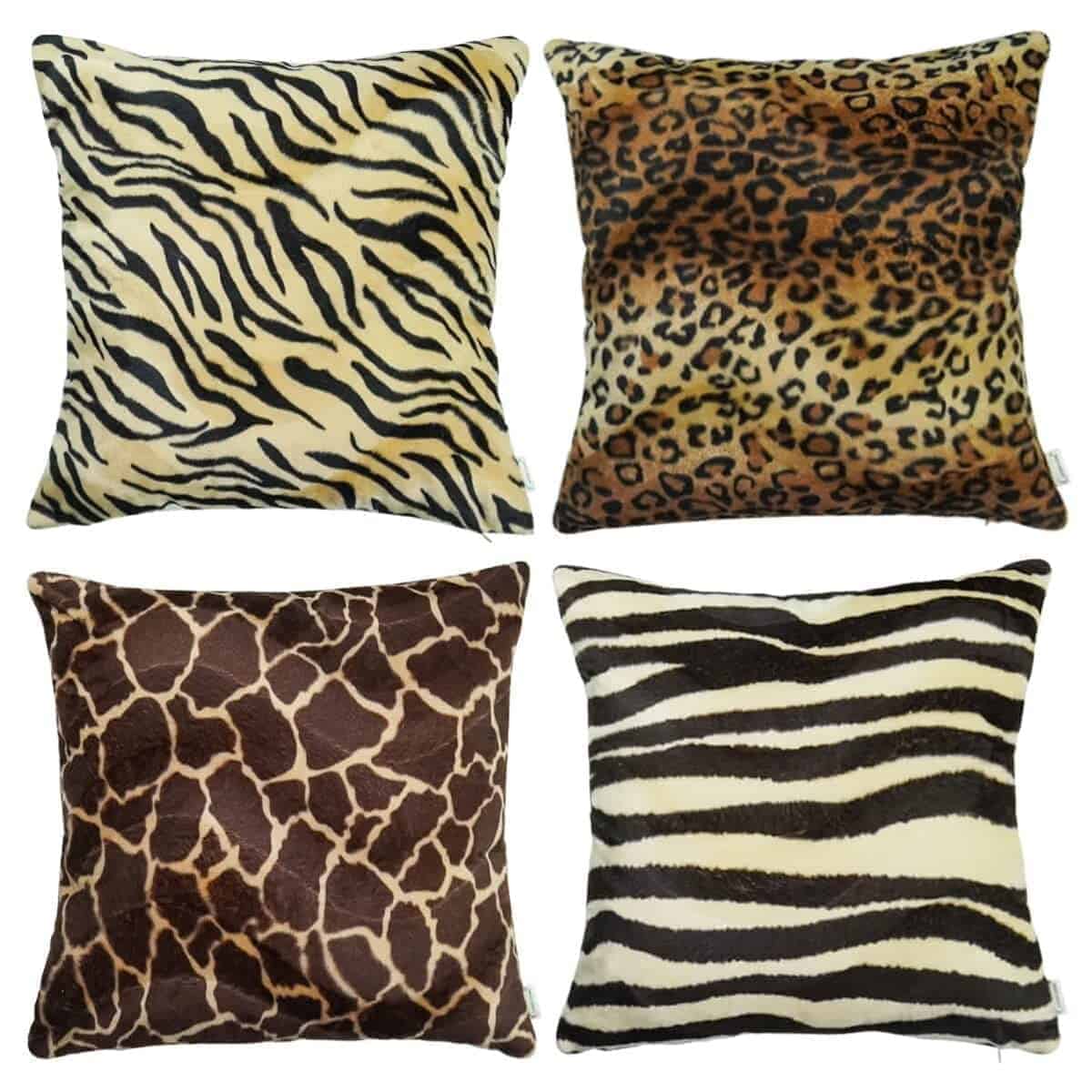 Fundas de cojín de piel sintética de leopardo y tigre para