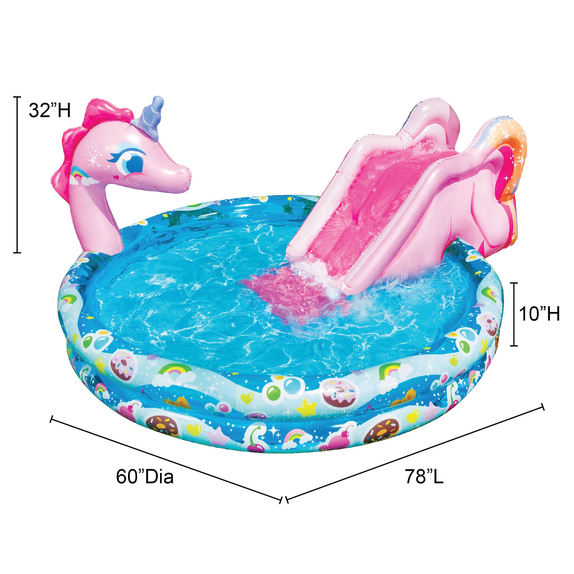 BANZAI Sprinkle 'N Splash Unicorn Pool, Longitud: 78 - Imagen 6