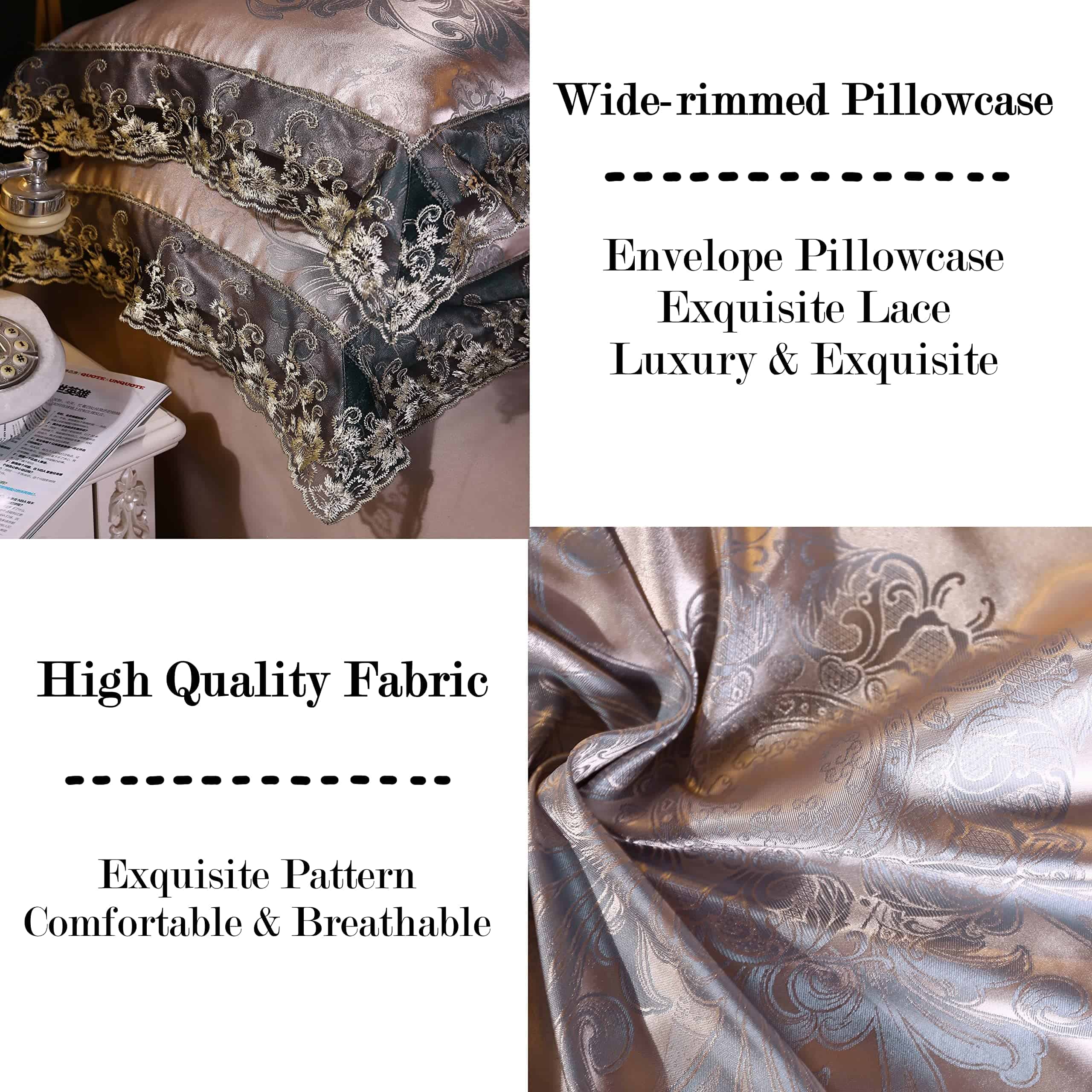 Juego de Funda de Edredón de Jacquard Europeo Elegante con - Imagen 6