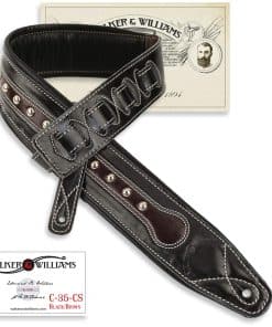 Correa de guitarra acolchada de cuero de alta calidad negro