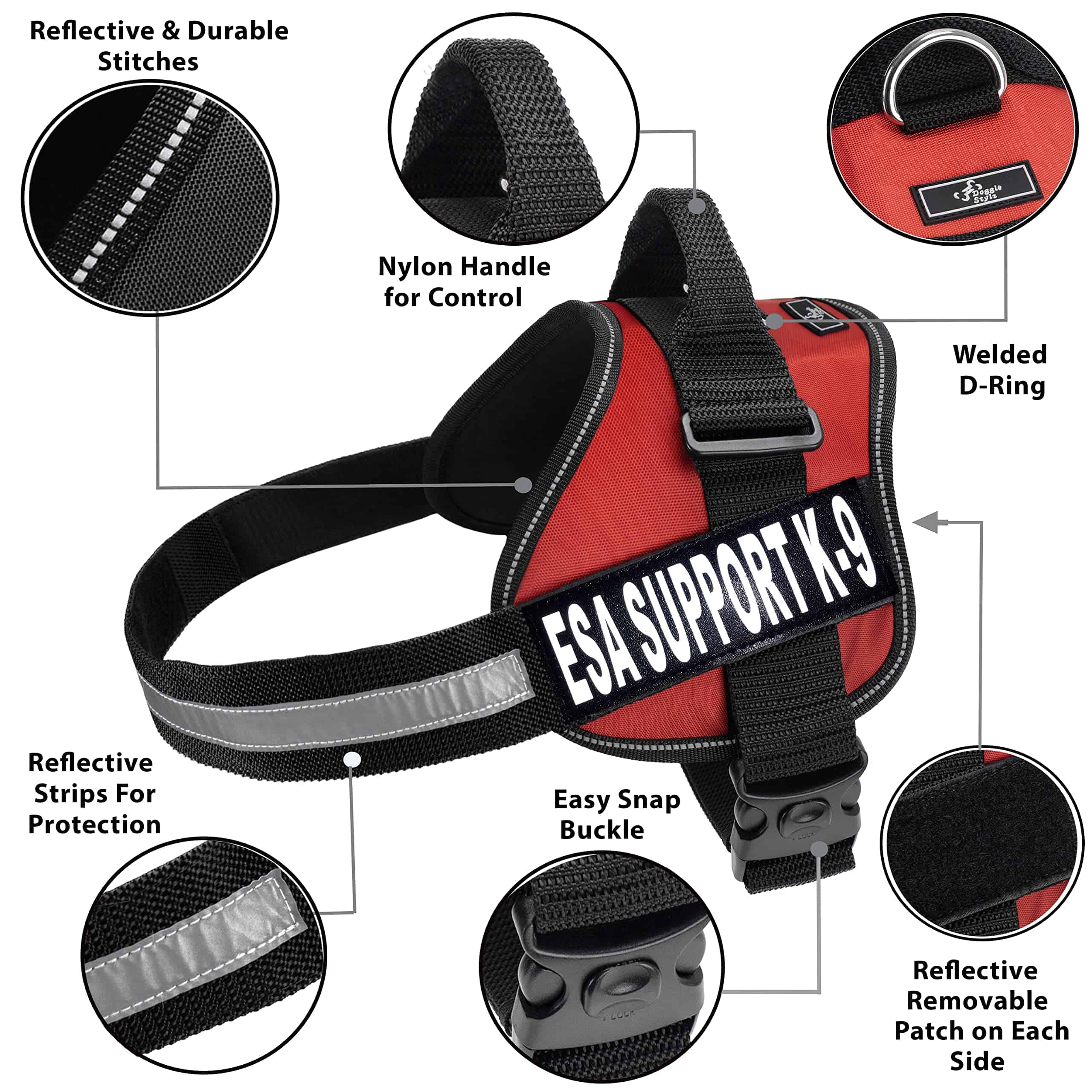 Chaleco de Perro de Apoyo Emocional en Nylon Sin Tirar, - Imagen 3