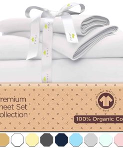 Juego de sábanas de algodón orgánico Tissaj -Ultra Blanco