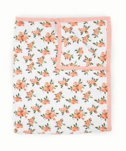 Cobija de Muselina de Algodón con Estampado de Rosas