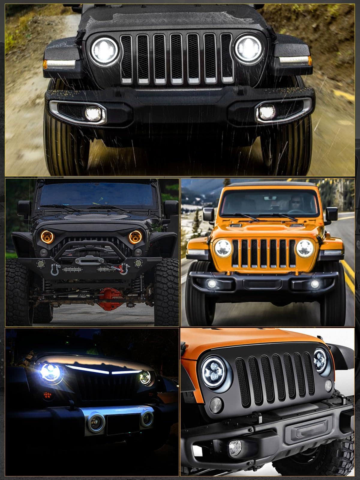 YEEGO DIRECT Faro LED de 7 pulgadas Halo, Ojos de Ángel DRL - Imagen 8