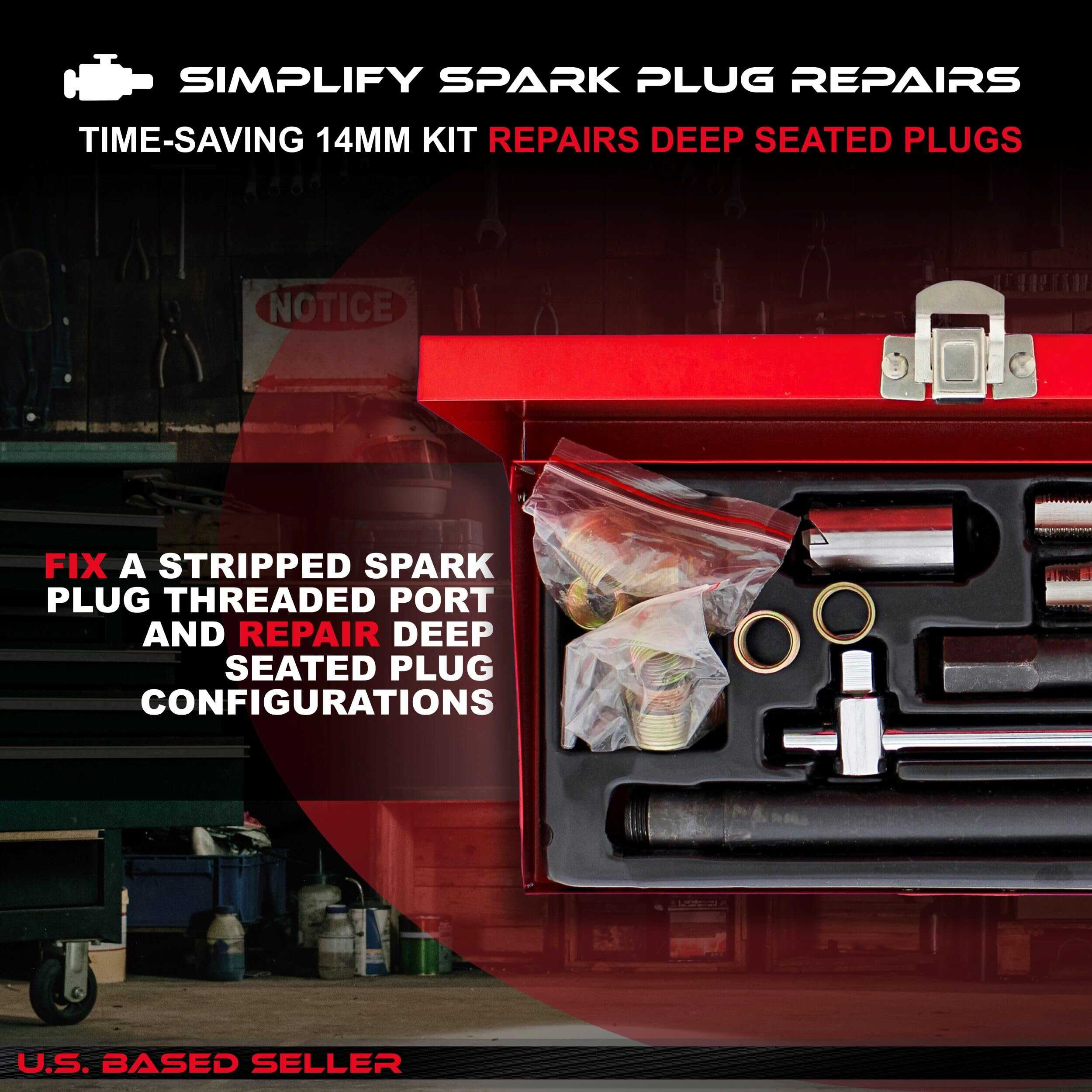 Juego de reparación de roscas de bujía ABN, métrico de 14mm - Imagen 3