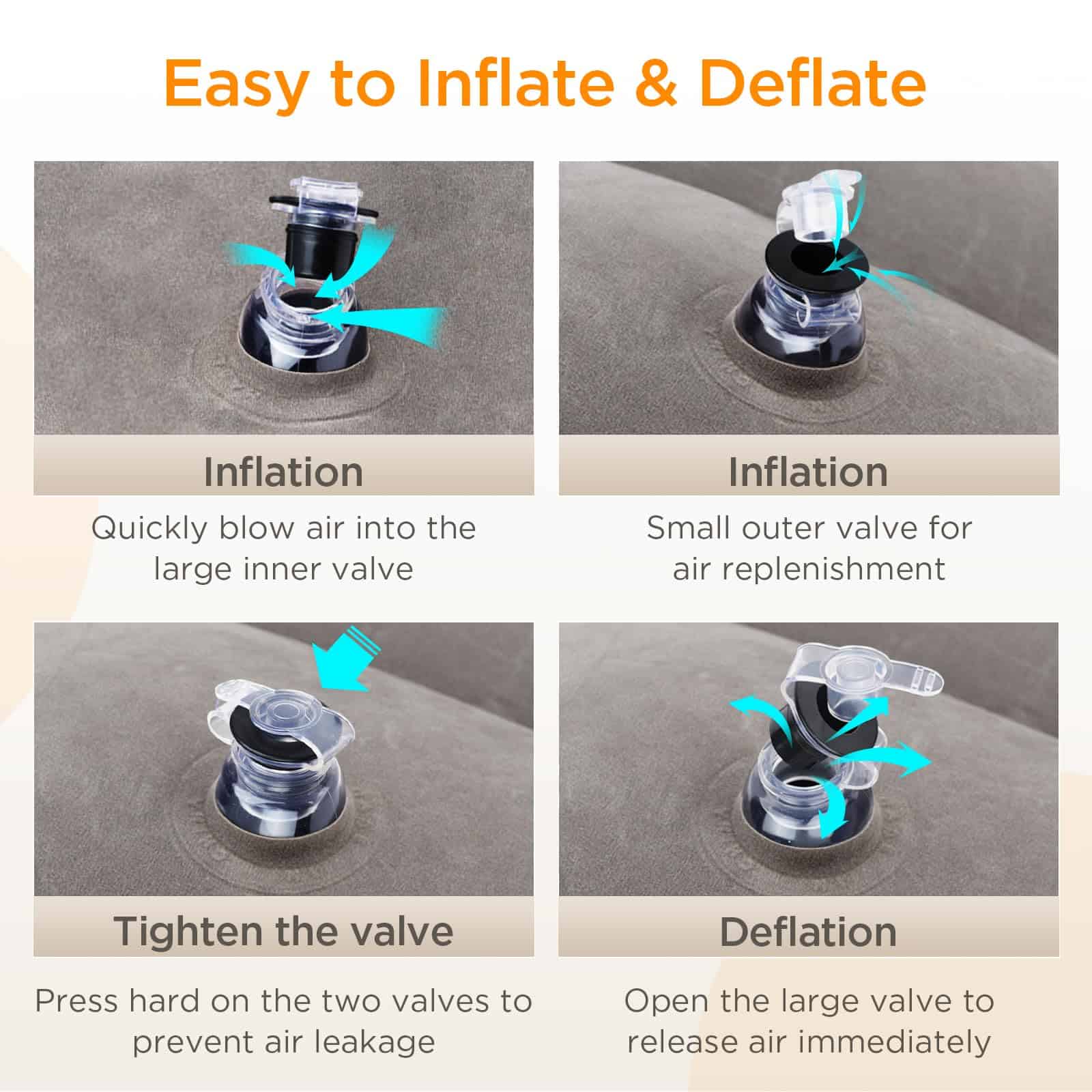 Almohada Inflable para Reposapiés de Viaje (Paquete de 2) - Imagen 7