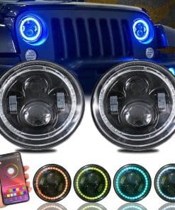 Faros con Aro de Halo RGB Controlados por Bluetooth, 2x 7