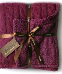 Manta de Punto de Cable de Lana de Oveja Sherpa Reversible