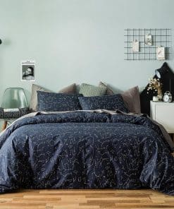 YuHeGuoJi Funda de Edredón Azul Marino de la Reina 100%