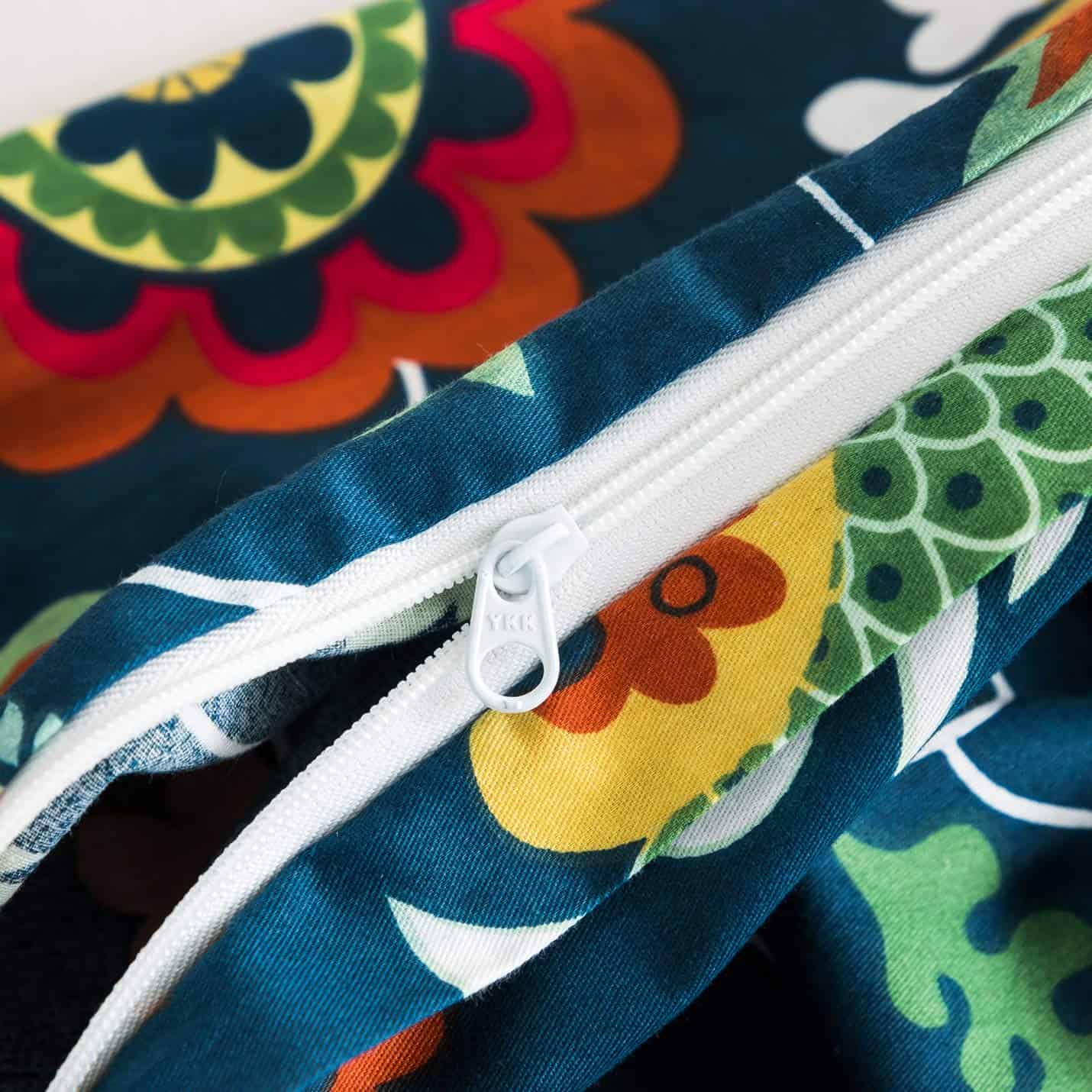 YuHeGuoJi Funda de Edredón Floral Teal Queen 100% Algodón - Imagen 4