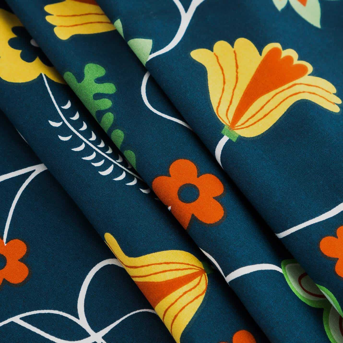 YuHeGuoJi Funda de Edredón Floral Teal Queen 100% Algodón - Imagen 6