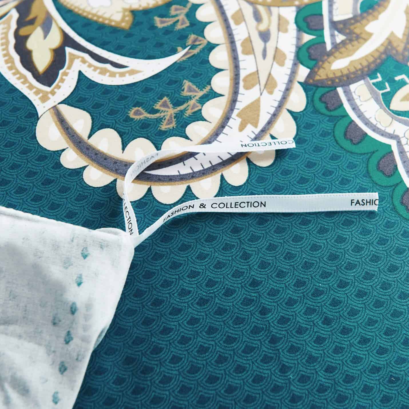 YuHeGuoJi Funda de Edredón Teal Paisley Queen 100% Algodón - Imagen 5