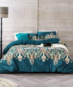 YuHeGuoJi Funda de Edredón Teal Paisley Queen 100% Algodón