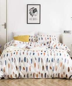 YuHeGuoJi Juego de Funda de Edredón Pluma Azul Blanca King