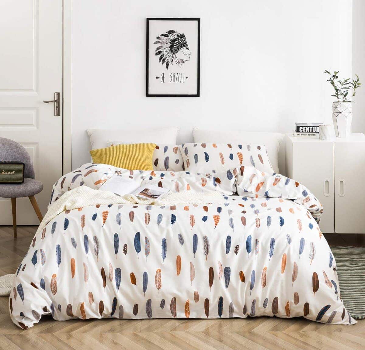 YuHeGuoJi Juego de Funda Nórdica de Plumas Azules y